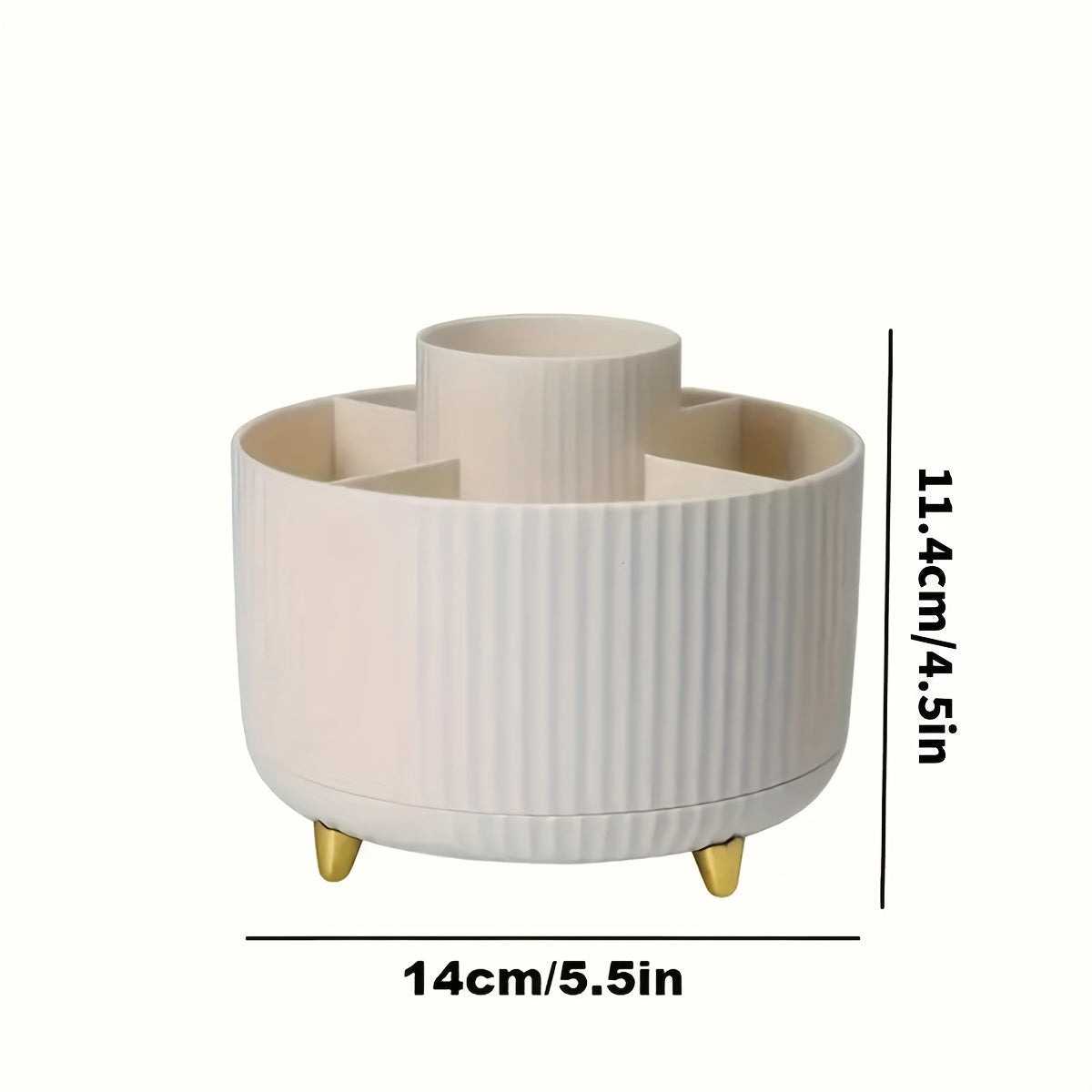 5 Colors 360° Rotating Makeup Organizer - 1pc Plastic Cosmetic Storage with 5 Compartments - Multi-Functional Holder for Brushes, Lipsticks, Skin Care Products, and Stationery - Durable Unscented Desk Caddy with Luxury Strip