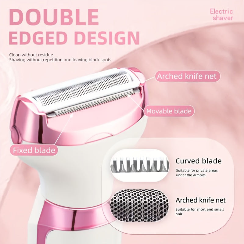 4-In-1 Set Women's Electric Hair Removal Device / Multifunctional Electric Hair Removal Kit for Women / Bikini Trimmer for Women / USB Rechargeable / Hair Removal for Eyebrows, Nose, Face, And Legs / Portable, Gentle, Perfect