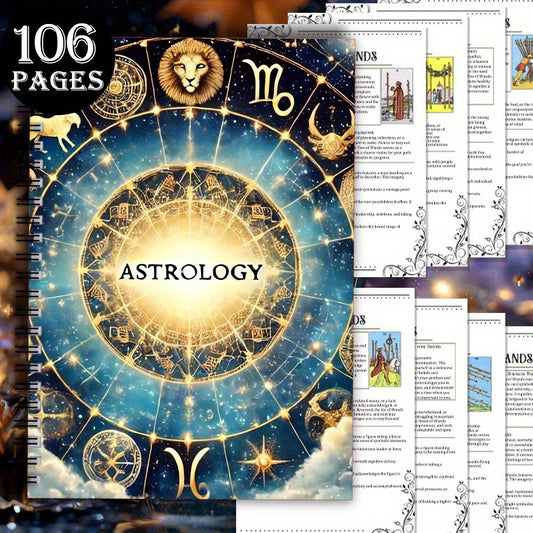 106 Pages Mystic Tarot Guide Book for Beginners - Full-Color Astrology-Themed Guide with Zodiac Symbols & Star Maps, 14.5x21cm, Includes   Detailed Card Meanings & Divination Basics, Perfect Gift for Tarot Lovers