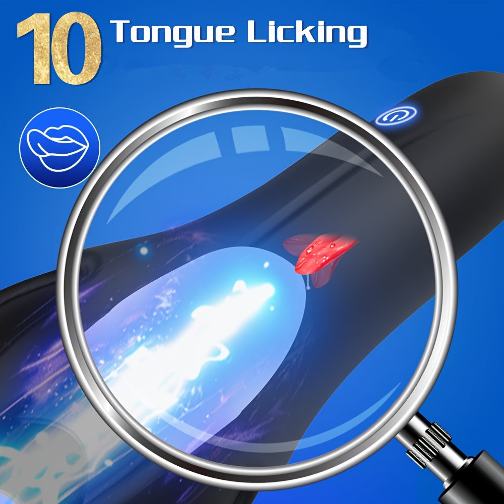 3 in 1 Men's Glans Stimulation Massager Penis Trainer Male Masturbator with Vibrating Tongue Licking Function Adult Toy for Men,  Male Pleasure Device, Realistic Feel, Discreet Toy