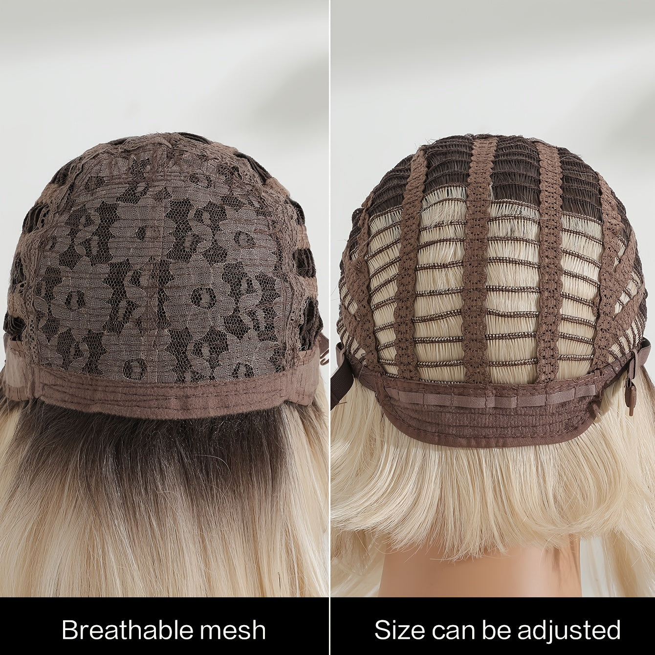 Bob Wigs with Bangs, Straight Hair Shot Wigs, Heat Resistant Fiber Synthetic Wigs for Women Daily Use, 30.48 cm, Unisex-adult, Rose Net Cap, 100% Density, High Temperature Fiber