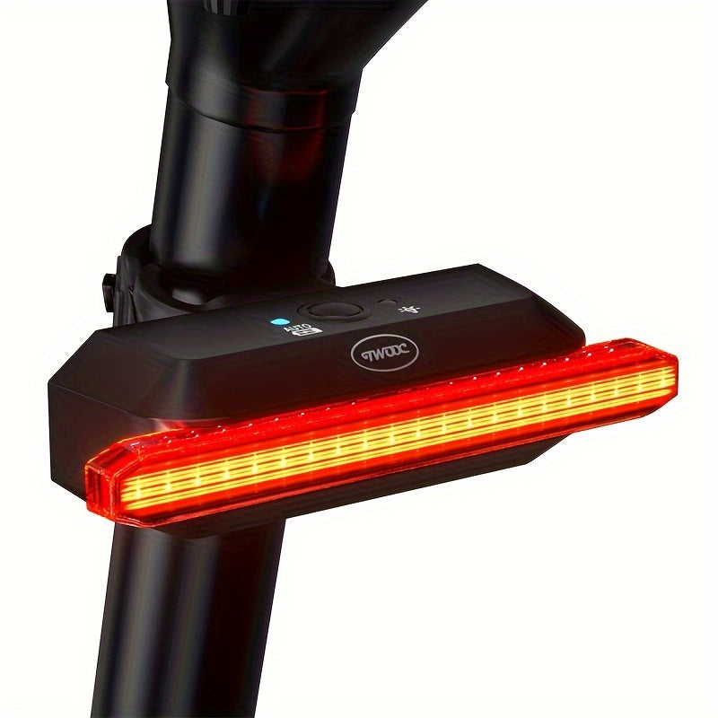 NEW Bike Tail Light, USB-C Rechargeable 30H Runtime Ultra Bright LED Bike Rear Light with Smart Brake, IPX5 Light, 6 Modes, USB Cable Included, 36V Compatible for Mountain/Road ( Post Mounted)