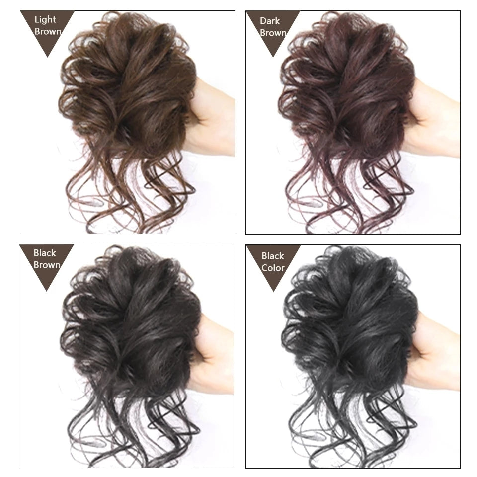 Hair Extension Add Volume And Style with Synthetic Messy Curly Ponytail Hair Bun Chignon Scrunchy Hair Band Women Hair Care Accessories
