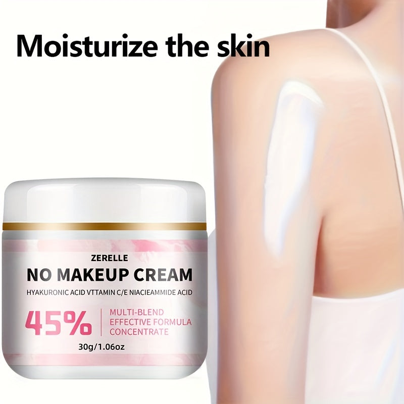 No Makeup Cream - 60gr Korean Hydrating Tinted Moisturizer with Avocado Oil, Glycerol & Vitamin E - Hypoallergenic, Natural Finish Cream for All Skin Types - Firming, Even Light Beige Bottle