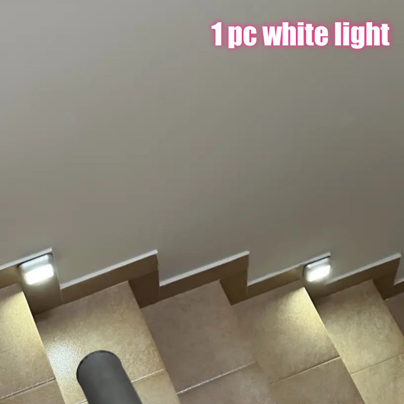 6PCS Set-LED Motion Sensor Stair Wall Light, Battery-Powered Wireless Night Light for Under Cabinet, Hallway, Stairs, Closet, Kitchen - Indoor Use for Christmas, ≤36V, IP44, with Electronic Components, Batteries Not Include