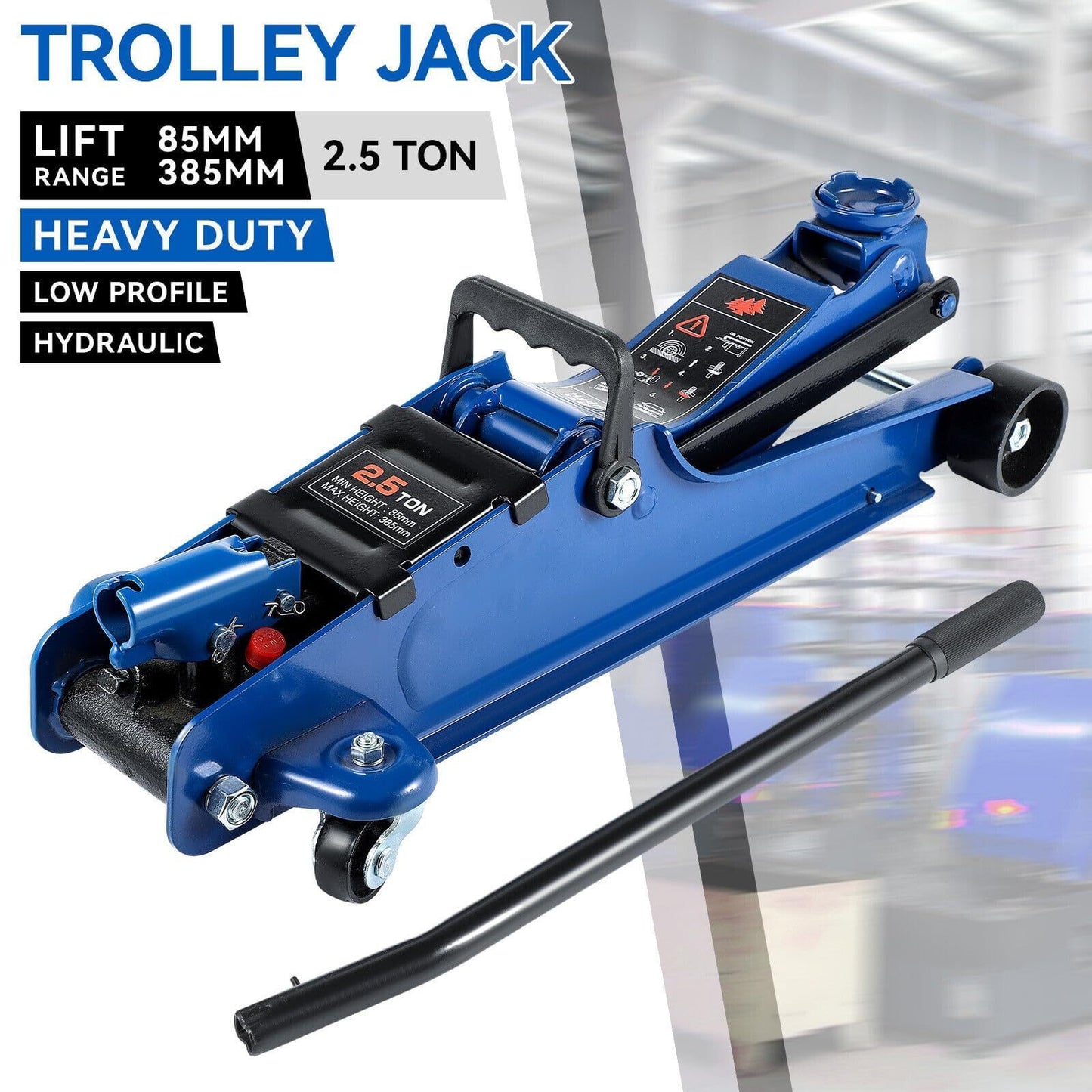 Flat Tire or Mechanical Issues? No Worries, 2.5 Ton Hydraulic Low Profile Floor Jack Heavy Duty Trolley Lift for Car Van Truck Trailer Auto Repairing Garage Tool (Red)