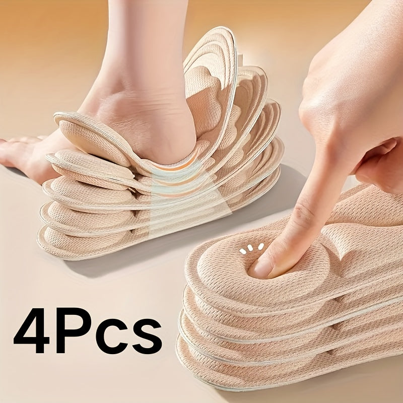 4 PCS Set 35-42 Size Unisex 6D Cloud Feel Shoe Inserts | Thick, Soft, Breathable, Ergonomic Design for High Heels, Sports, And Casual Shoes | Comfortable Shock Absorption, Durable Lightweight, Memory Foam Material