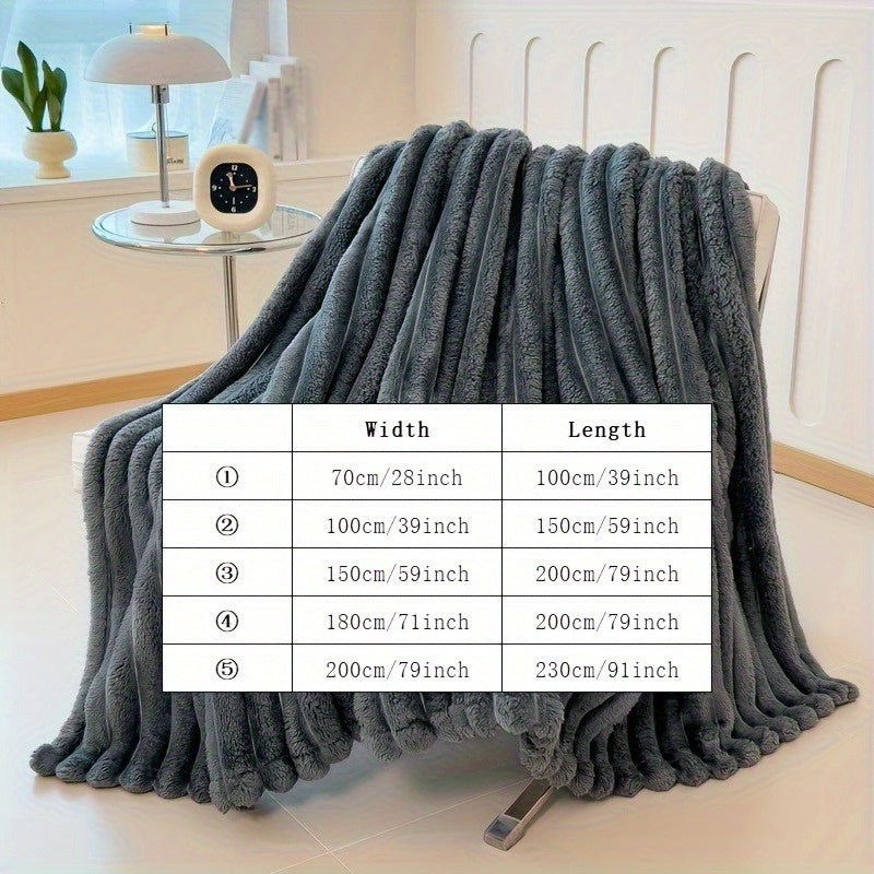 1pc 180*200cm Double Family High-Quality Extra Thick Striped RV Blanket - Ultra Soft and Warm Bedding Essential for All Seasons - Polyester Fabric, Thick and Comfortable - Lightweight and Portable RV Interior Bedding