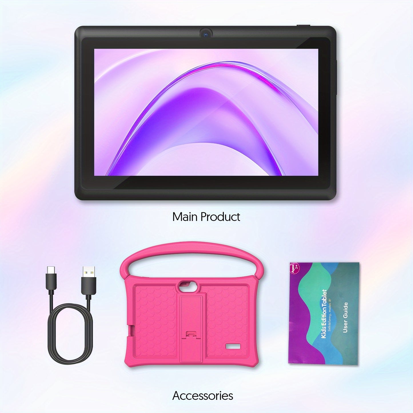 Android 13 Tablet, 17.78 cm Kids Tablet, Silicone Case, Quad-core, 7731 CPU, 4GB (2+2GB Memory Expansion) RAM, 32GB ROM, 3500mah, 1024*600 IPS, HD Touch Screen, Kids Learning Machine, Android Tablets