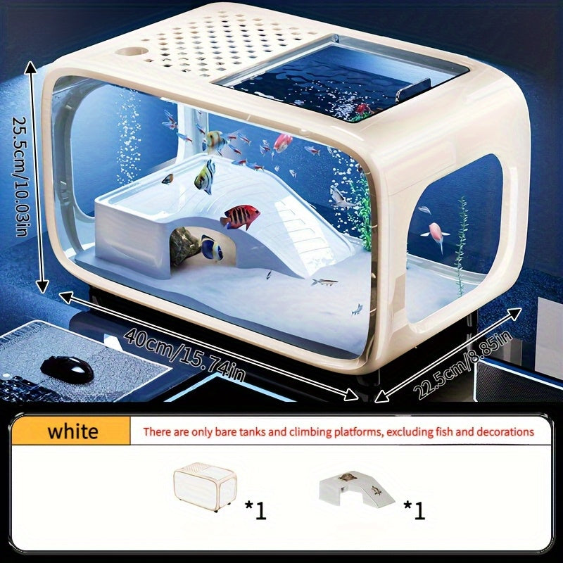 Modern Luxury Transparent Fish Tank | Integrated Aquarium with Cover, Minimalist Style for Living Room Decor, Durable PE Material, Designed for Freshwater Aquatic Life, Multi-Scene & 365-Day Use