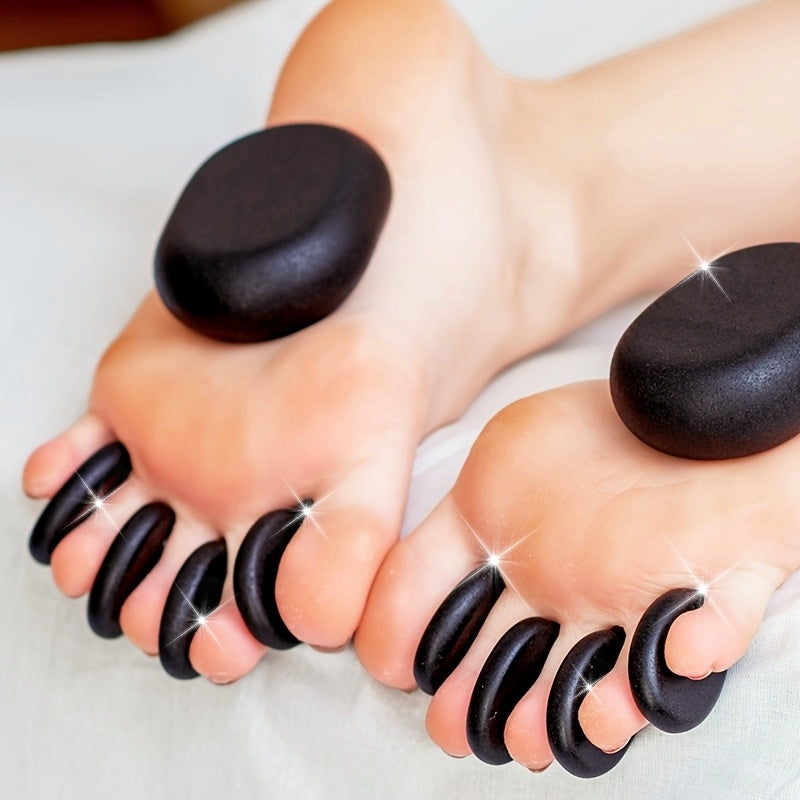 10 PCS Set Hot Compress, Energy Natural Volcanic Stones, Hot Stone Massage, Head, Body, Feet Massage, Pain Relief Fungus Callus Heels Removal Fingers Therapy Treatment Beauty Salon Spa, Home Use