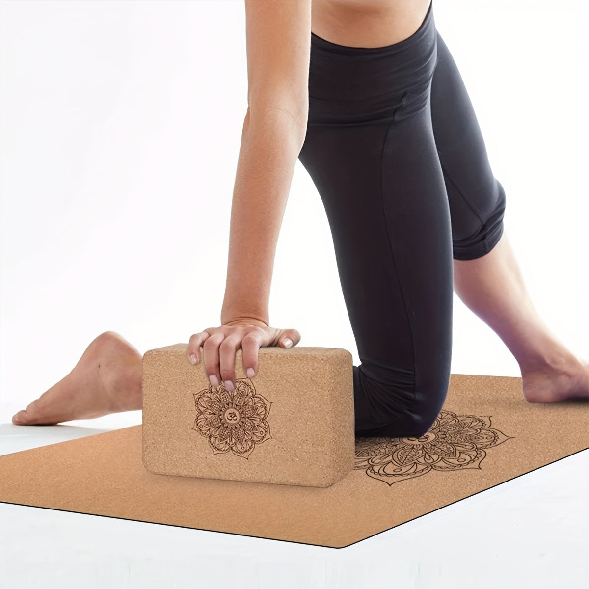 1pc Cork Wooden Yoga Brick, High-Density Yoga Block, Suitable For Dance Training, Leg Pressing, Indoor Fitness Home Gym Accessories