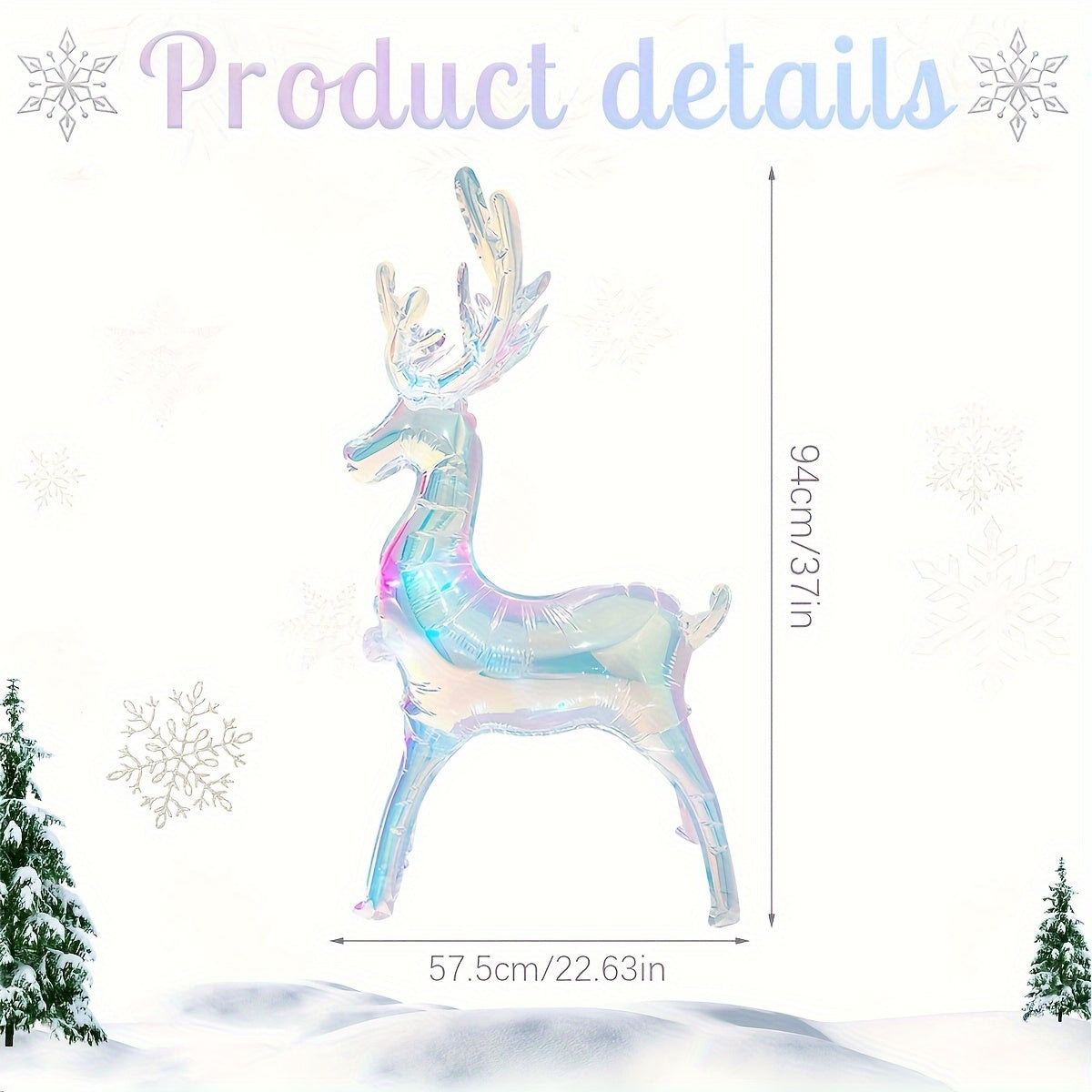 2pcs Extra Tall 94cm Self-Standing Inflatable Reindeer Decorations with Glowing Antlers - Heavy-Duty Material, No Electricity Needed, Indoor/Outdoor Christmas, Birthday, Wedding & Party Decorations - Easy Setup with Sturdy Ba