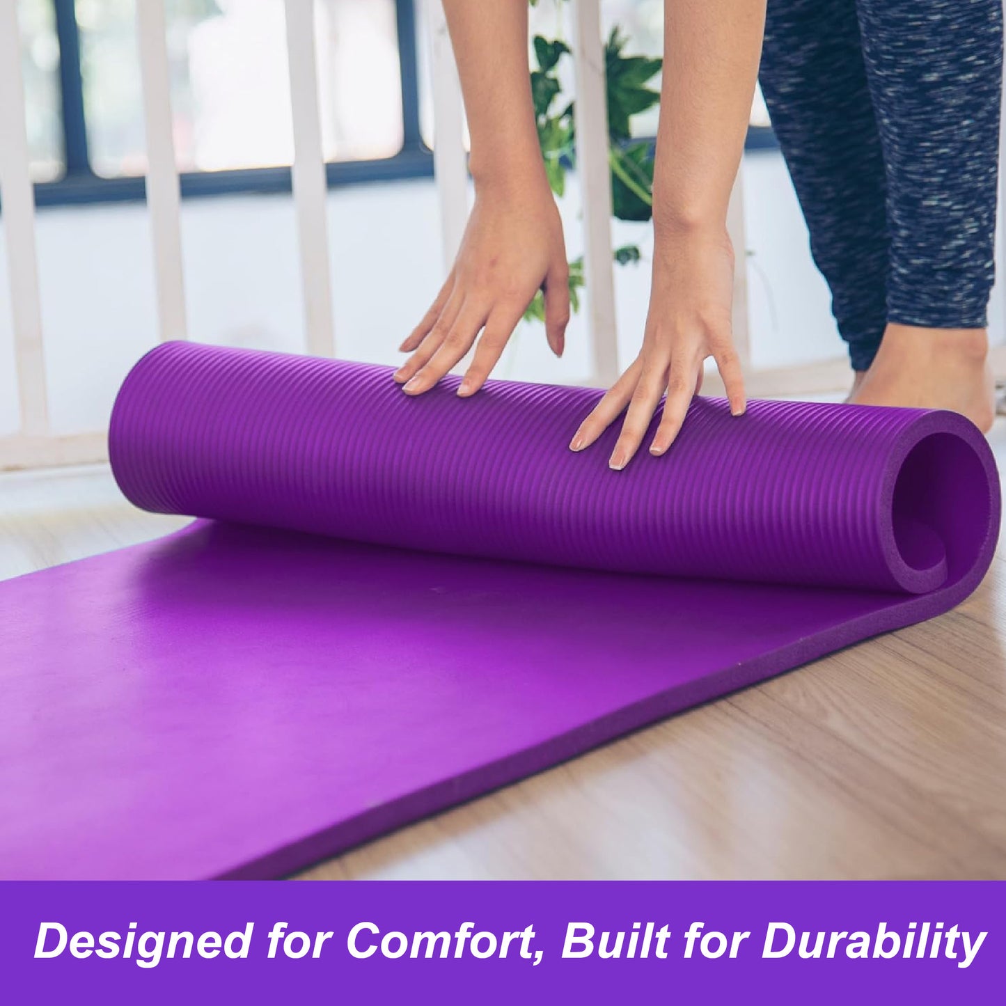 3 PCS Set Premium Yoga Mat – Non-Slip, Extra Thick Exercise Mat Pack of 3 (Purple)