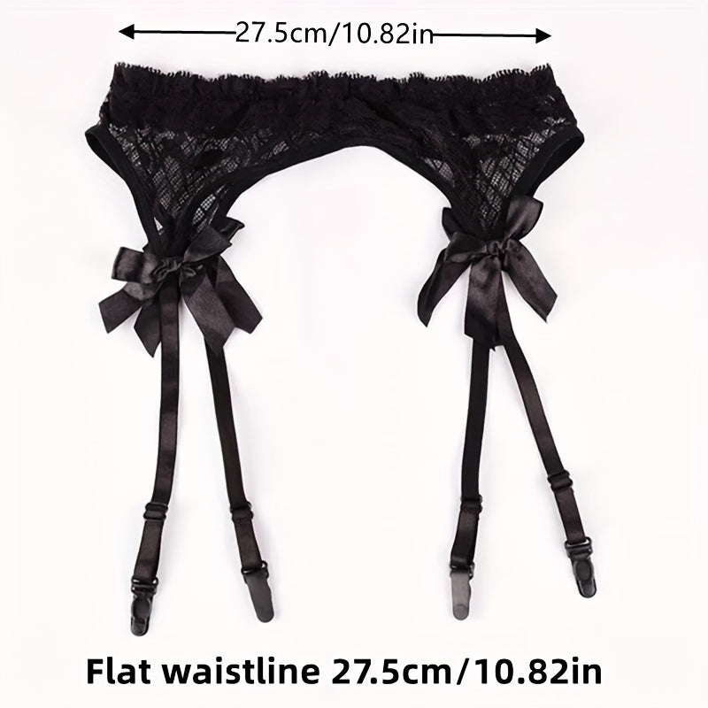 Women's Sexy Lace Sheer Garter Belt with Cute Bow, Adjustable Close-Fitting Lingerie for Wedding Garters Ladies Underwear Lingerie Apparel Supplies