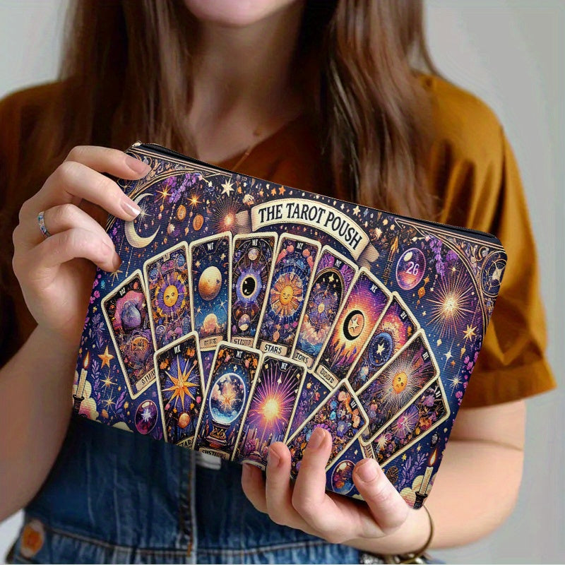 Tarot Cards Cosmetic Bag Tarot Starry Gorgeous Cards, Lightweight Zipper Design Toiletry Bag, Suitable for Travel and Daily Use Multifunctional Storage Bag for Stationery