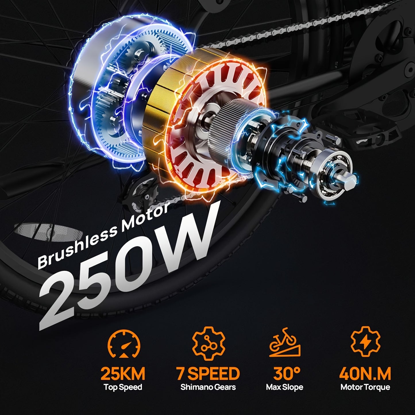 E26 Electric Bike 66.04cm Commuter City E-Bike With 36V 13Ah Battery (60-80 Km Range), 250W Motor, 3 Riding Modes 7-Speed Gears Mid-mounted Dual Airbag Shock Absorbers Perfect For Urban Travel Outdoor Adventures Lightweight D