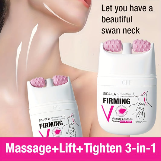 Instant Lifting & Firming Neck Cream 3-in-1 Wrinkle Cream for Neck & Face, Skincare, Lifting, Firming, Smoothing, Minimizes Wrinkles/Fine Lines. Combined with V-Shaped Massage Roller Balls to Accelerate Absorption and Smoothn