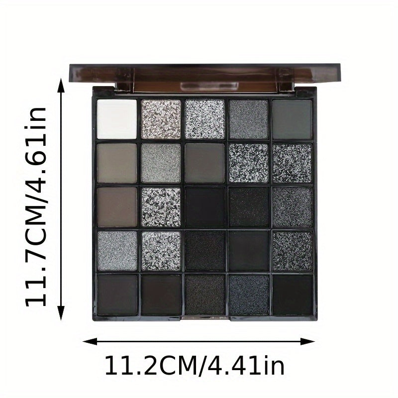 25-Color Black Swan Eyeshadow Palette, Black Smoky Eyeshadow Palette, 25-Color Pure Black And Dark Gray Smoky Gothic Makeup Palette, 925 Soft Matte Micro-Shimmer High- Basic Black And White Gray Eyeshadow, Suitable for Hallow