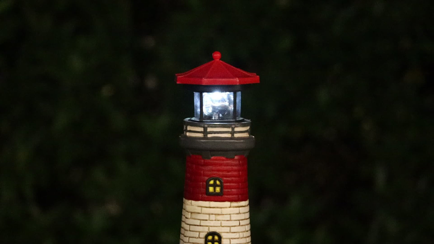 Solar-Powered Lighthouse Garden Light - 360° Rotating LED,, Rechargeable Battery, Outdoor Yard & Lawn Decor