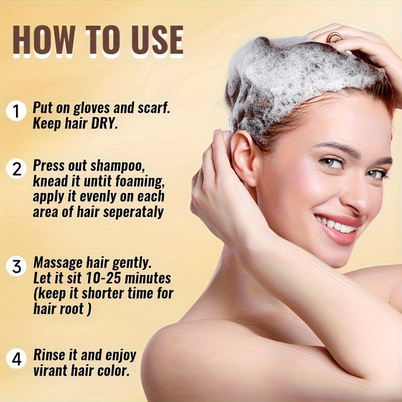 100Ml of 3-In-1 Shampoo And Hair Dye, Cleanses And Colors, Instantly Adds Color, Creates Shiny, Voluminous, And Smooth Hair in Just a Few Minutes, Gentle And Non-Damaging, Moisturizing, Frizz Control