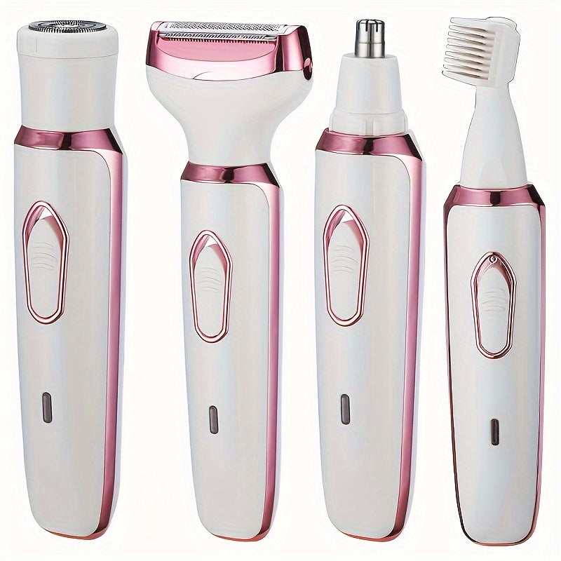 4-In-1 Set Women's Electric Hair Removal Device / Multifunctional Electric Hair Removal Kit for Women / Bikini Trimmer for Women / USB Rechargeable / Hair Removal for Eyebrows, Nose, Face, And Legs / Portable, Gentle, Perfect