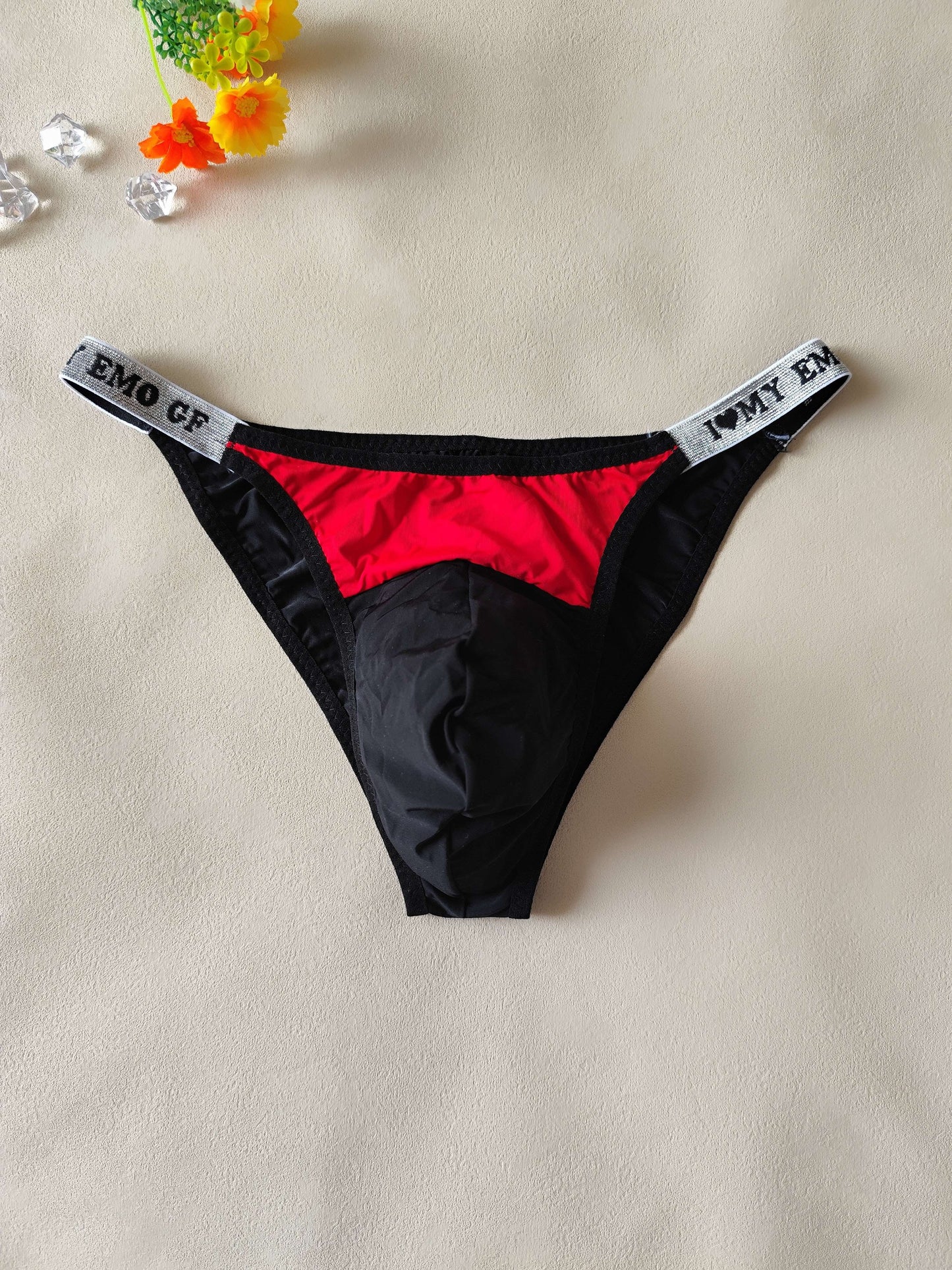 3pcs Men's Sexy Low-Rise Briefs with Love Waistband - Soft, Breathable Nylon Underwear with Stylish Pouch Design, Sizes M/L