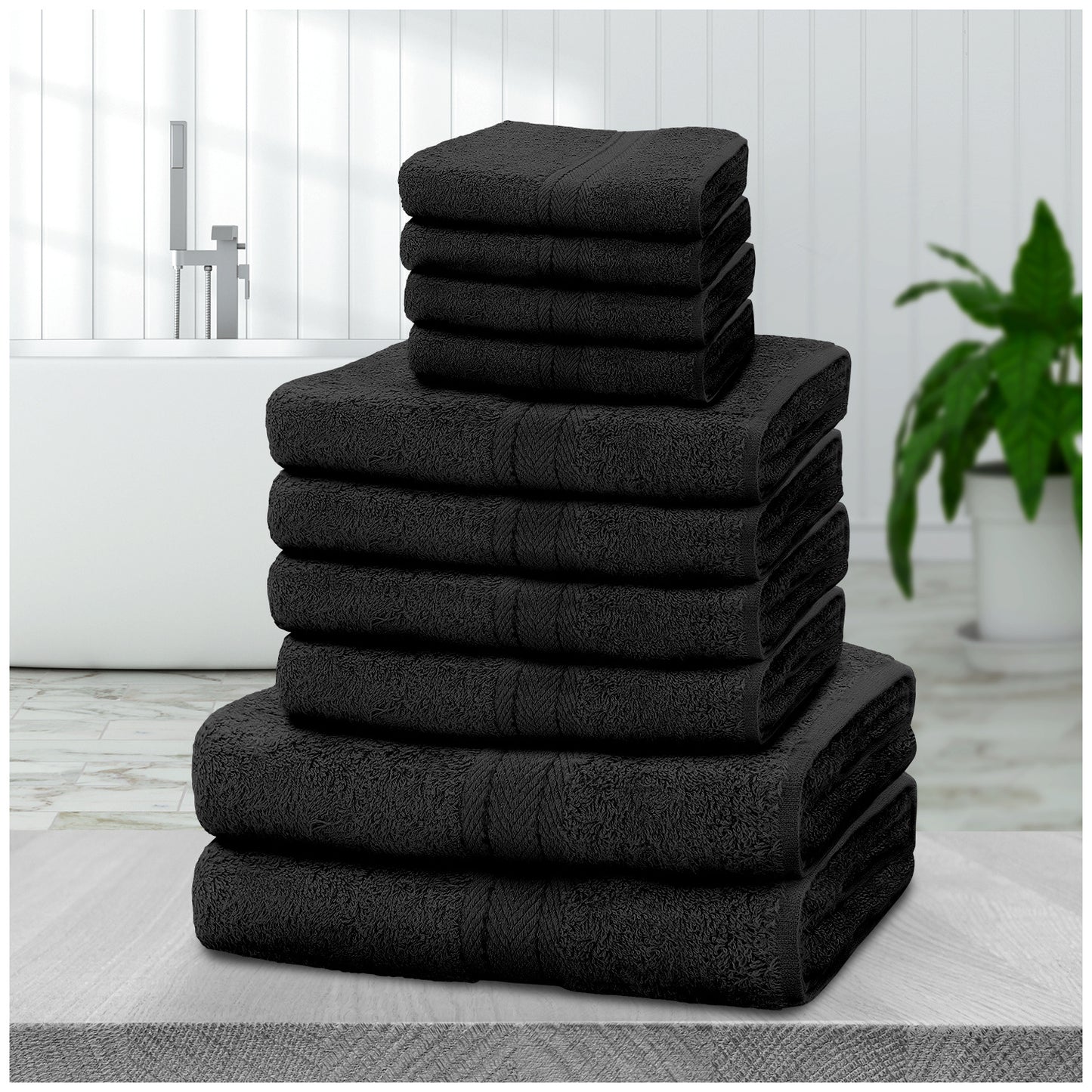 NEW 10 PCS Set 14 Colors Pakistani  Towel Bale Set | Luxurious 100% Cotton Towels Family Pack | Quick-Drying, Highly Absorbent & Ultra-Soft Fabric | Includes 4 Face Towels, 4 Hand Towels, 2 Bath Towels Ideal for Home, Gym, Sp