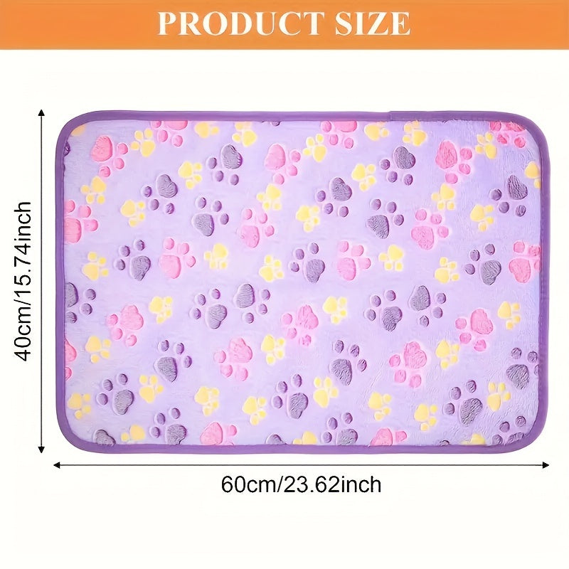 One Set of 8 Packs, Soft Flannel Pet Blankets for Dogs and Cats - Soft Polyester Fiber, Machine Washable with Paw Print Pattern - Versatile, Suitable for Small to Large Breeds