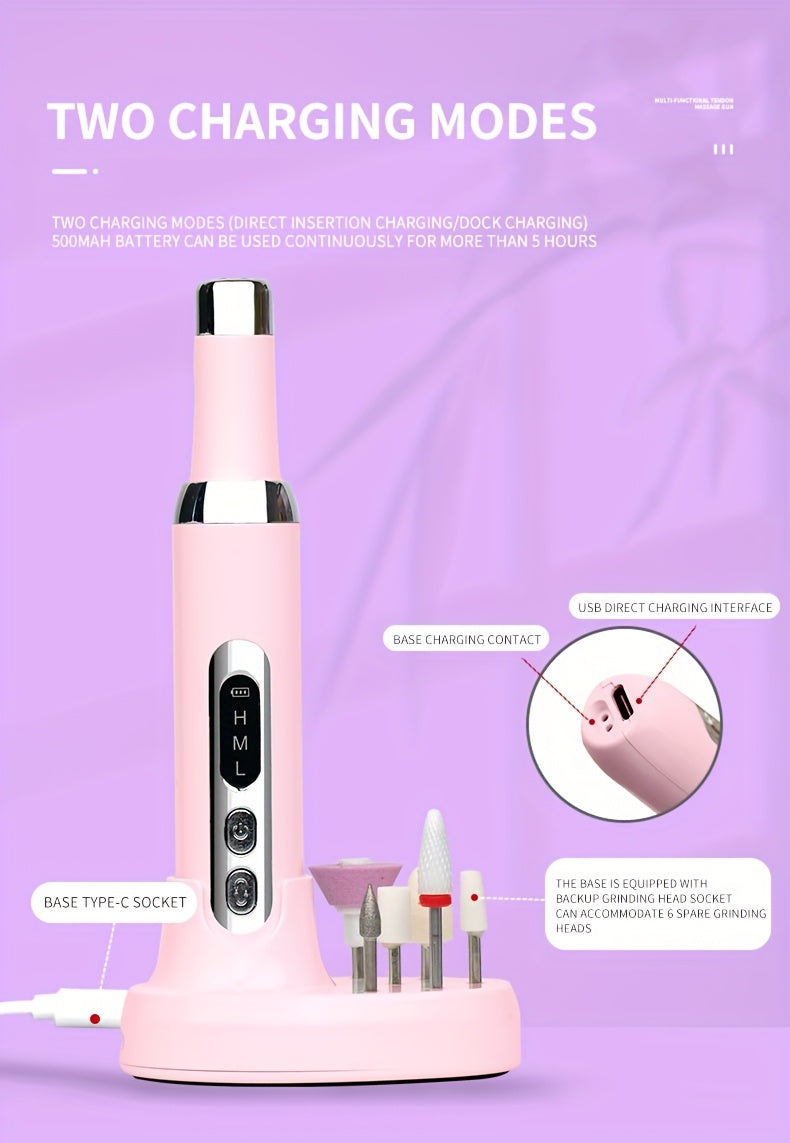 NEW Arrivals Electric Nail Drill Machine Full Set Professional with Drill Bits & Sanding Bands, Cordless Electric Nail File for Acrylic Gel Nails, Manicure and Pedicure Kit for Grinding Polishing Trimming
