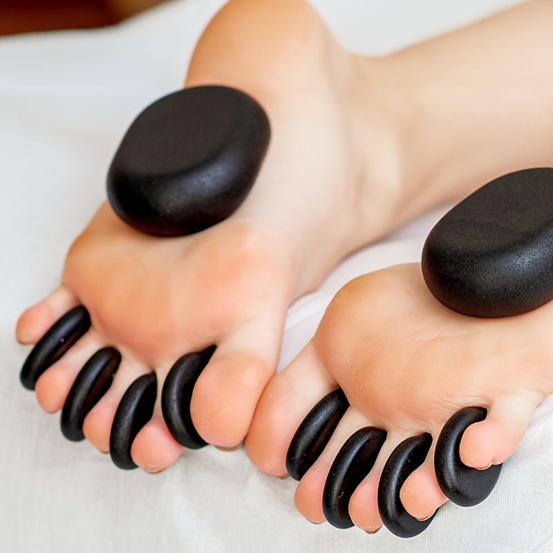 10 PCS Set Hot Compress, Energy Natural Volcanic Stones, Hot Stone Massage, Head, Body, Feet Massage, Pain Relief Fungus Callus Heels Removal Fingers Therapy Treatment Beauty Salon Spa, Home Use