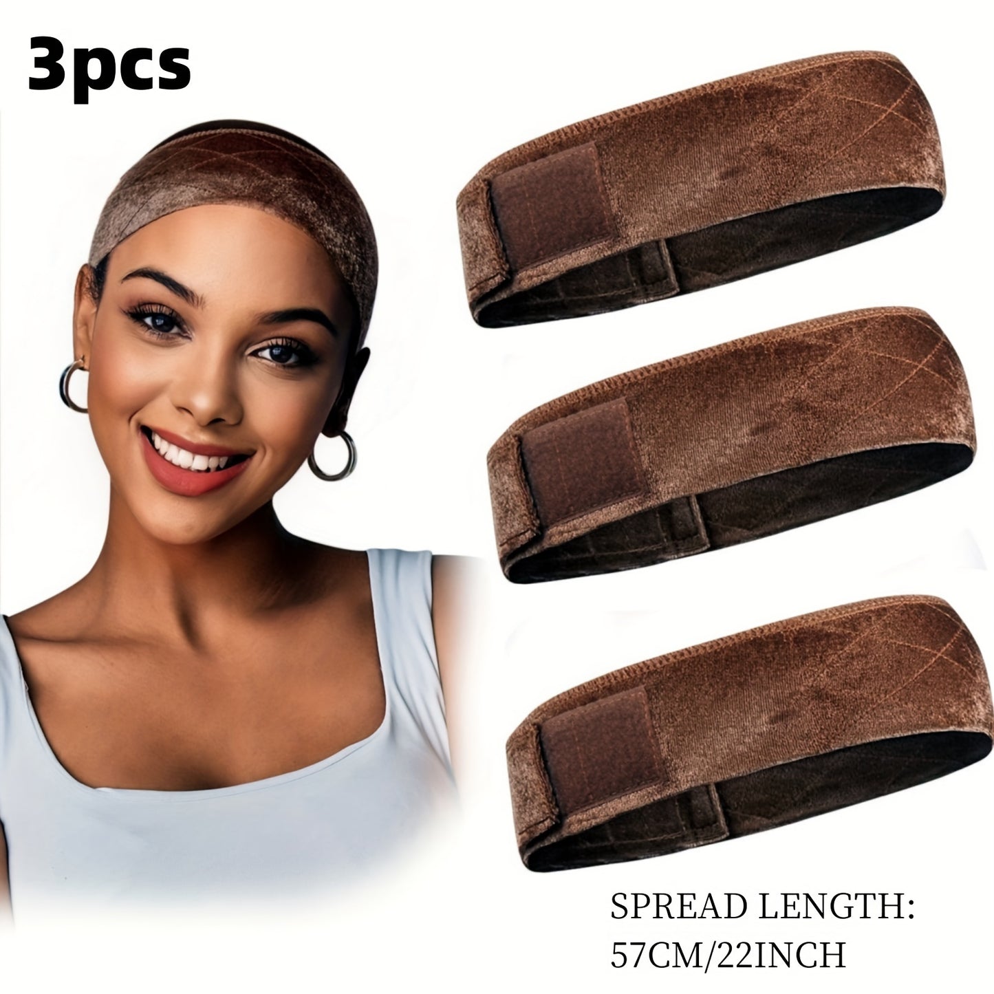 3pcs Velvet Hair Ties Set - Exclusive Female Hair Accessories, Comfortable Breathable Non-Slip Bands Suitable for Headpiece Fixing - Can Be Used for Headpiece Stand / Head Model Display