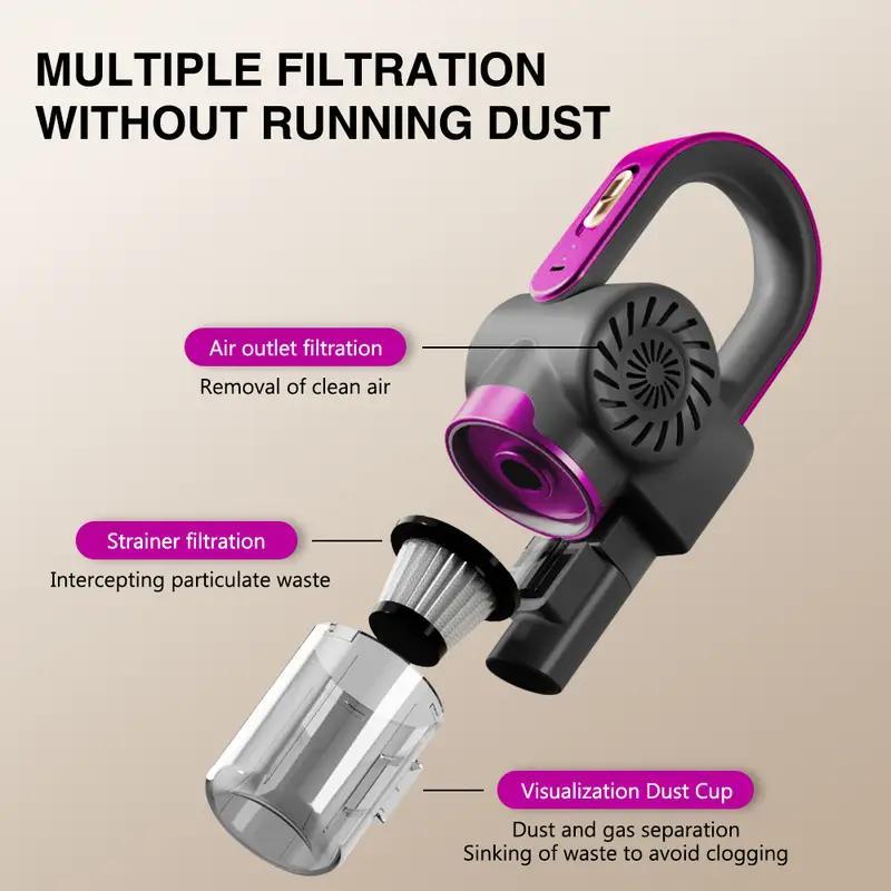 4-in-1 Set Handheld Vacuum Cleaner Ultra Lightweight Cordless Stick Vacuum, 8000 Pa Powerful Suction- High-Speed Motor, Vacuuming & Mopping & Sweeping, Suitable for Home, Carpets, Pet Hair Cleaning, Easy to Operate and Store,