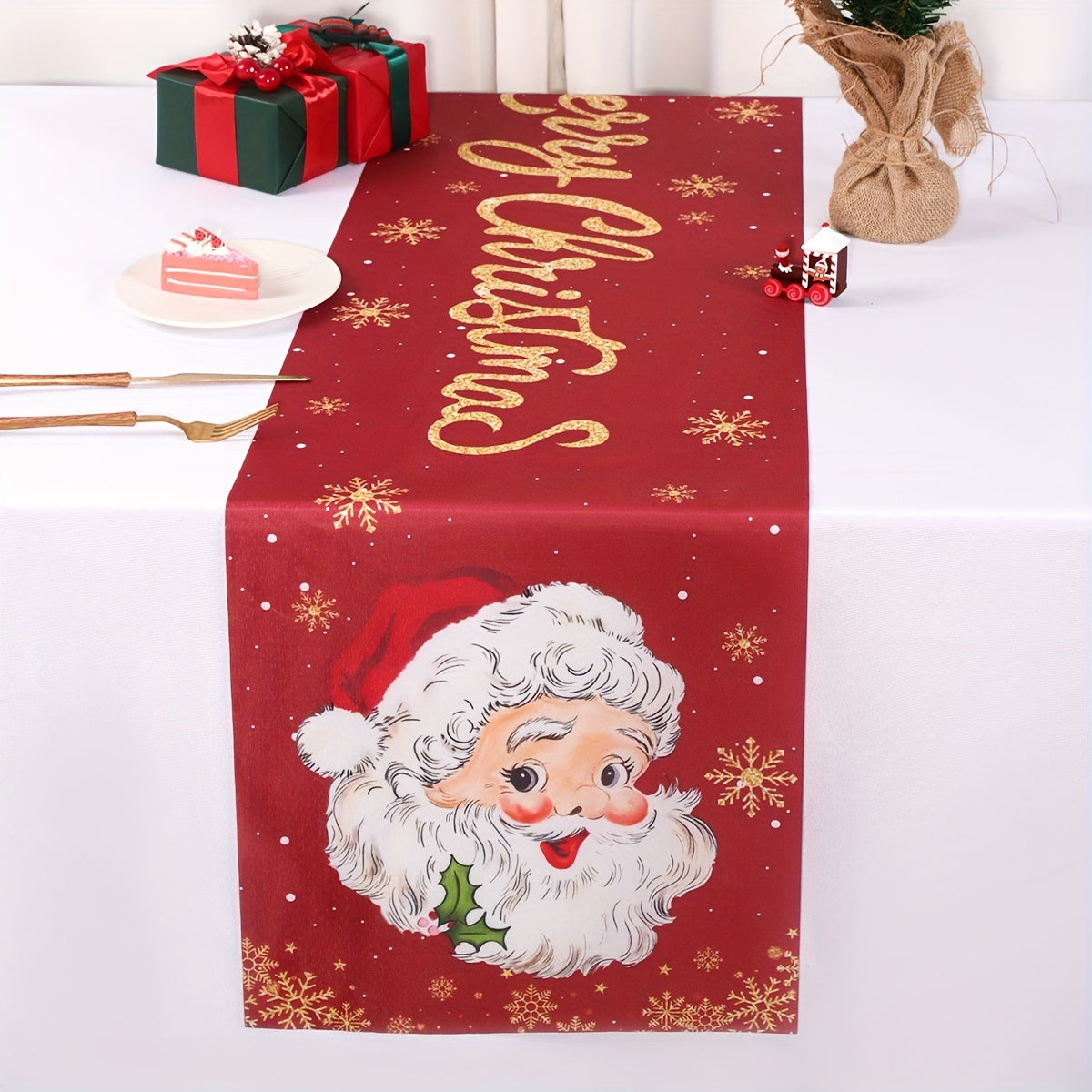 NEW Christmas, Festive Santa Claus Christmas Table Runner - Perfect for Holiday Dining and Home Decor, Indoor/Outdoor Party Decoration, Christmas Decor