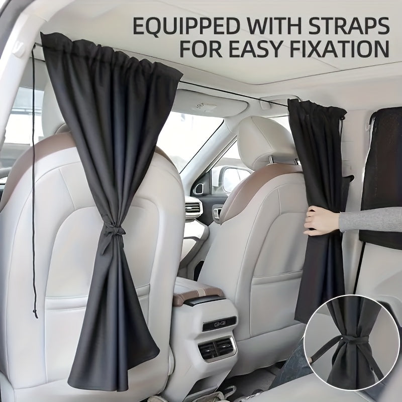 Car Partition Curtain Front and Rear Row Light Blocking Privacy Screen No Drilling Required, Suitable for Travel and Camping