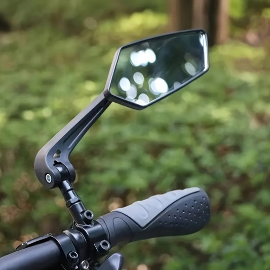 2 PCS Set HD Wide Angle Bicycle Rearview Mirrors - 360° Adjustable, Suitable for Scooters & Bikes Reflective Mirror - Durable ABS, Black Rectangular Handlebar Mirror with Clear Vision Reflection