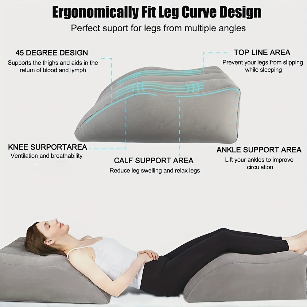 NEW Inflatable Wedge Pillow for Leg & Knee Rest, Soft Support Cushion for Muscle Comfort, Portable Support Pillow for Reading Watching Sleeping Lying Inflatable Feature Pad for Leg Elevation