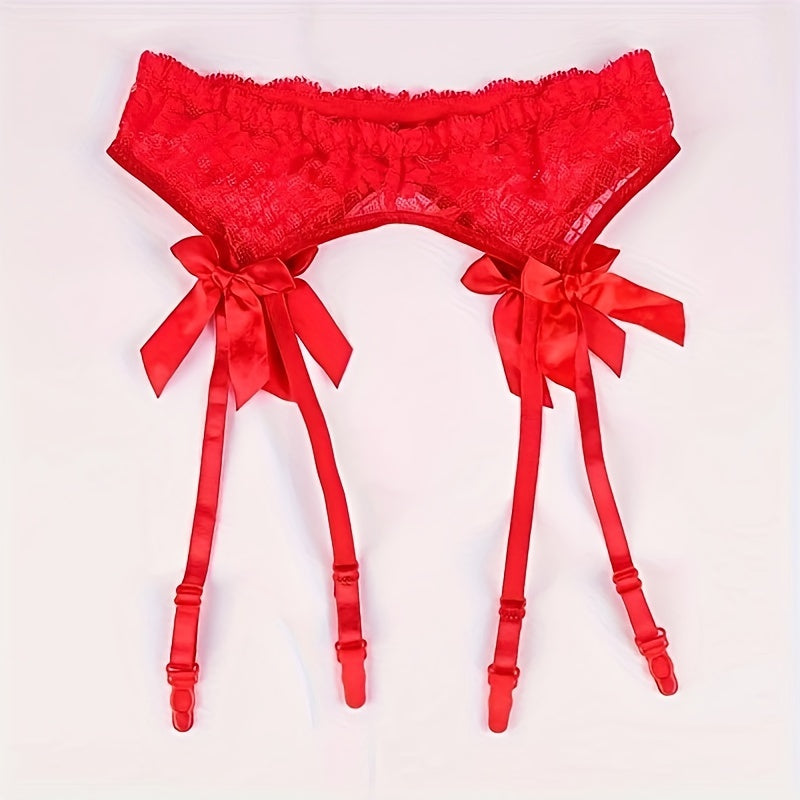 Women's Sexy Lace Sheer Garter Belt with Cute Bow, Adjustable Close-Fitting Lingerie for Wedding Garters Ladies Underwear Lingerie Apparel Supplies
