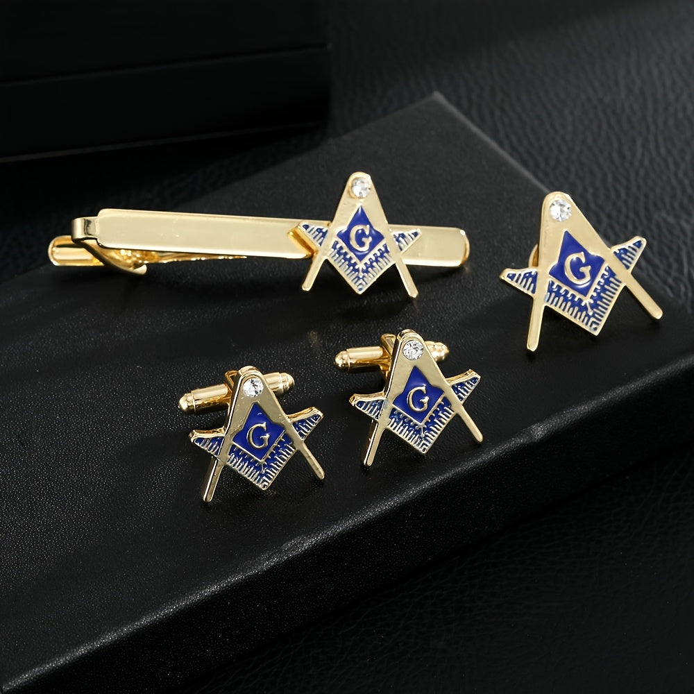 1 Set of 3pcs Men's Gift Novelty Styling Accessories Set, Men's Clothing Decorative Brooch, Cufflinks, and Tie Clip Set