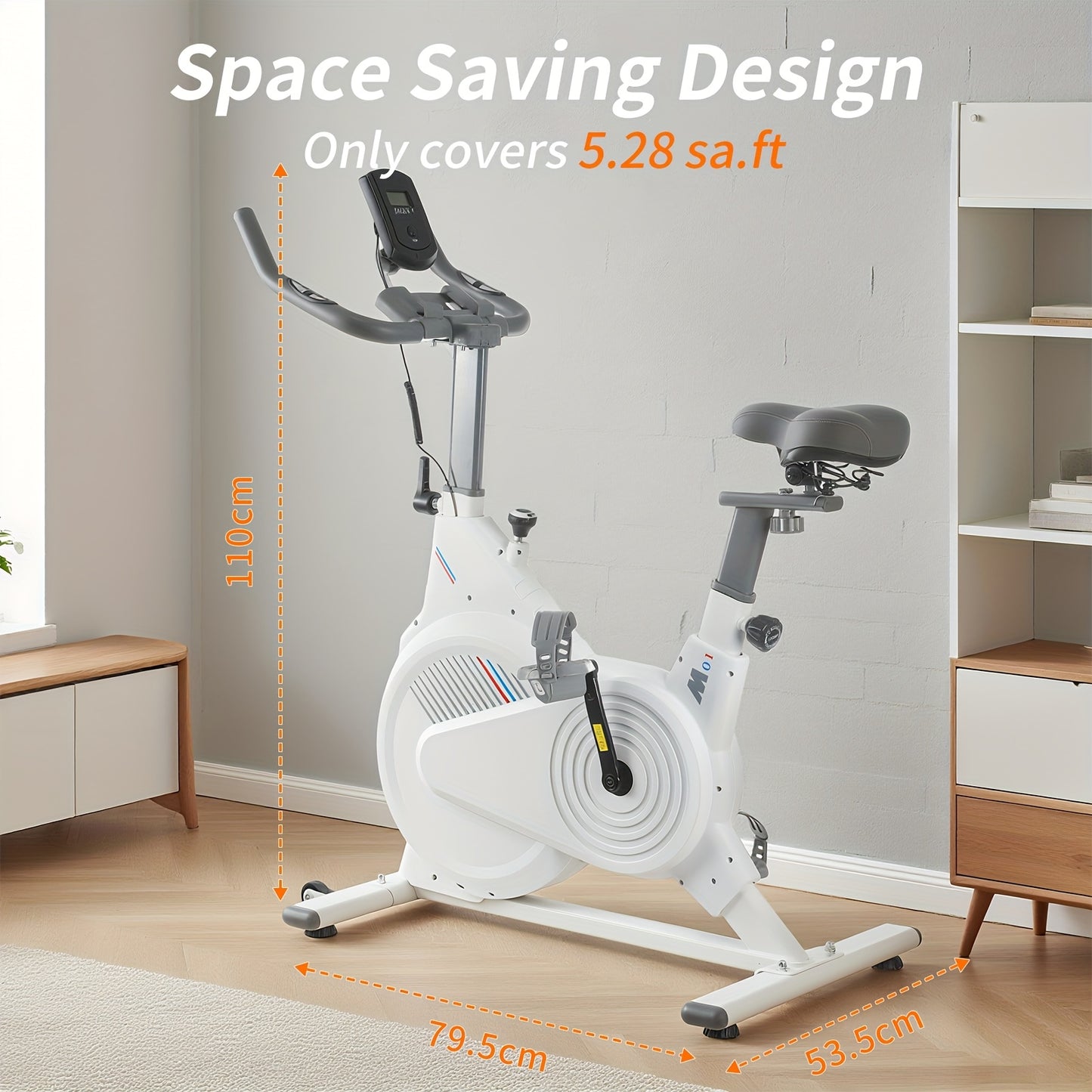 Indoor Bike Suitable for Home Fitness with Shock-Absorbing Belt Drive, Non-Slip Pedals, Heart Rate Monitor, Multi-Function Display (Speed/Calories/Time/Distance/Pulse), Heavy-Duty Seat - Ideal for Cardio Workouts & Small Spac