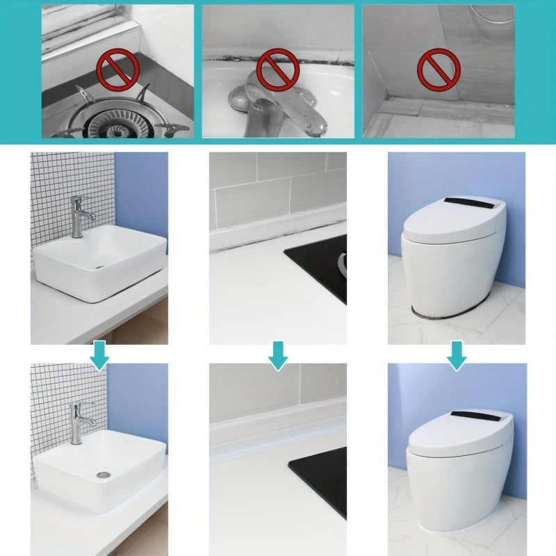 7 Rolls Set Sealing Tapes of Self-Adhesive PVC Waterproof Sealing Tape, Suitable for Shower Room, Kitchen, Bathroom and Corner Decoration Repair Tools Sets