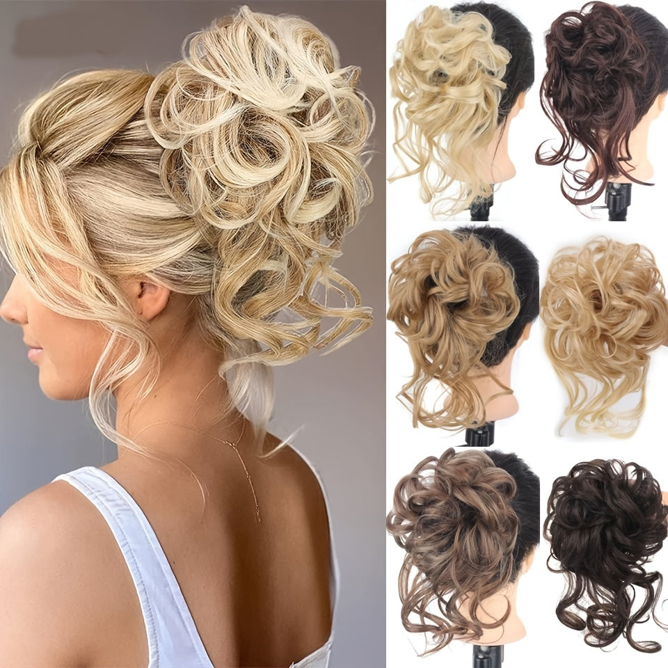 Hair Extension Add Volume And Style with Synthetic Messy Curly Ponytail Hair Bun Chignon Scrunchy Hair Band Women Hair Care Accessories