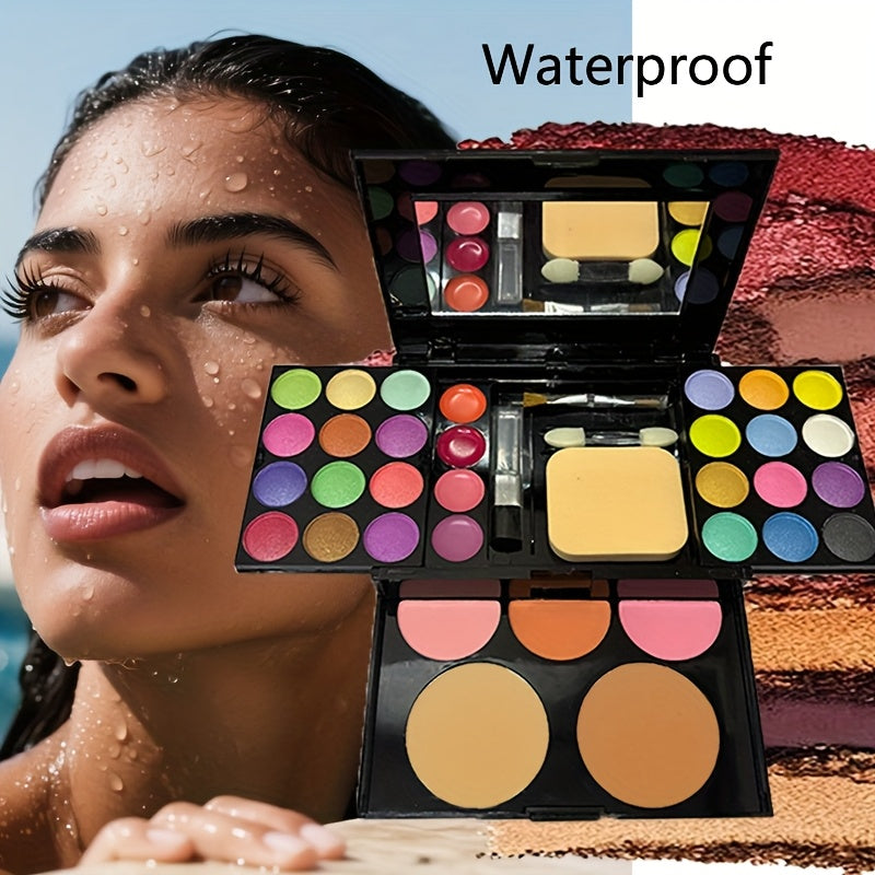 Multifunctional Makeup Palette - 24 Eyeshadows + 3 Blushes + 2 Contour Powders + 4 Lip Glosses + Brush | Compact And Portable Set | Waterproof And Natural End