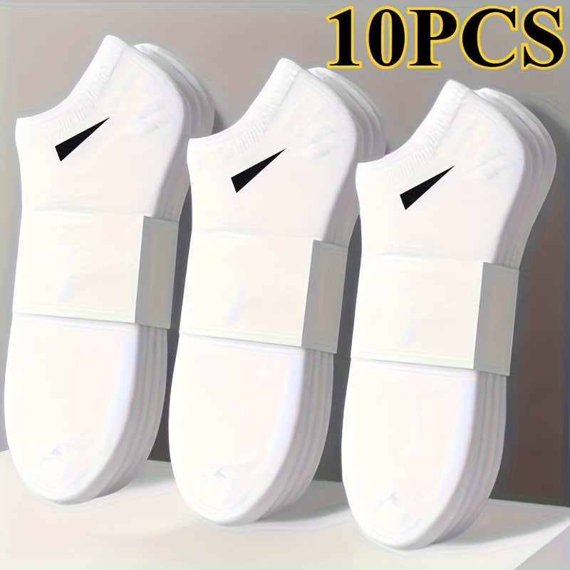 10 PCS/5 Pairs Set Women's Casual Plain Socks, Breathable And Comfortable Sweatproof And Odor Proof Low Top Ankle Socks, Four Seasons Women's Socks, Simple Design, Comfortable Experience, Casual Socks Make It Easy for You to