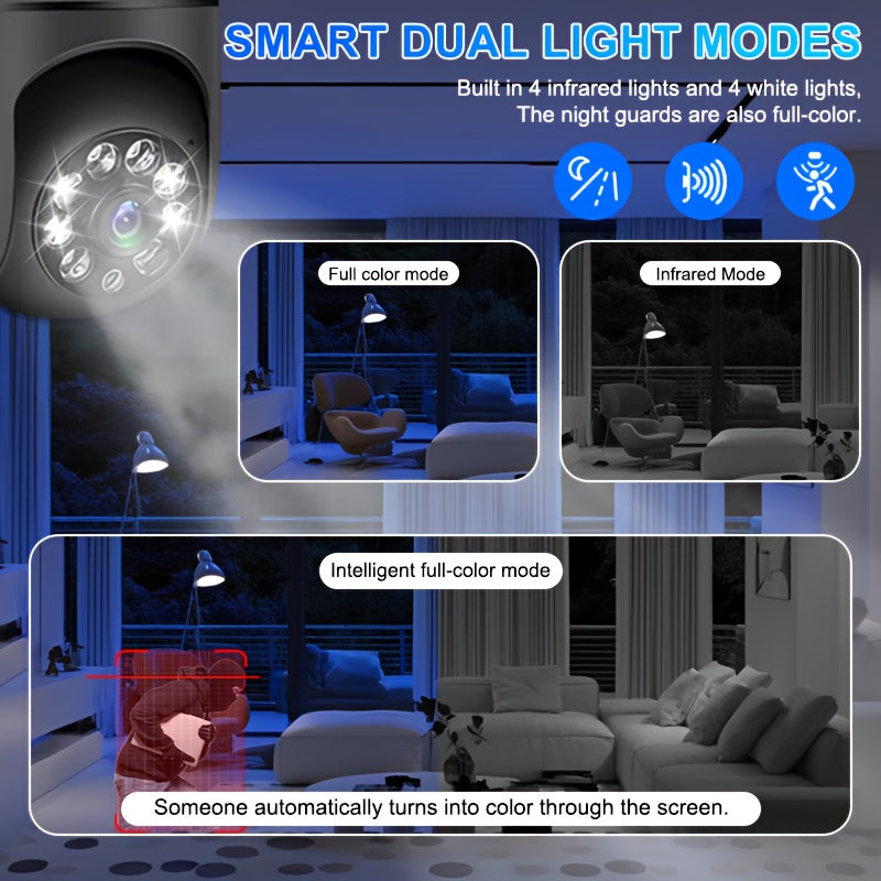 1080P Smart Camera with AI Human Tracking, 355° PTZ Pan/Tilt/Zoom, Two-Way Talk, Color Night Vision, USB-Powered /Outdoor Surveillance System