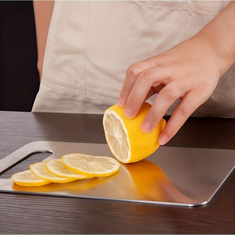 3 PCS Set High-Quality Stainless Steel Cutting Board | Double-Sided, Food-Safe, Stylish Trim, Perfect for Home Kitchen & Commercial Catering, Polished Surface End