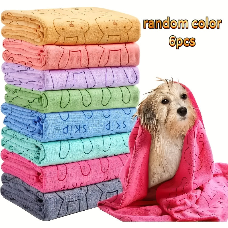 NEW 6 PCS Set  Super Absorbent Quick-Drying Microfiber Pet Towels | Suitable for Dogs - Soft, Gentle, and Durable, Ideal for Grooming, Daily Cleaning, Shedding, Fits Small, Medium, and Large Dog Breeds