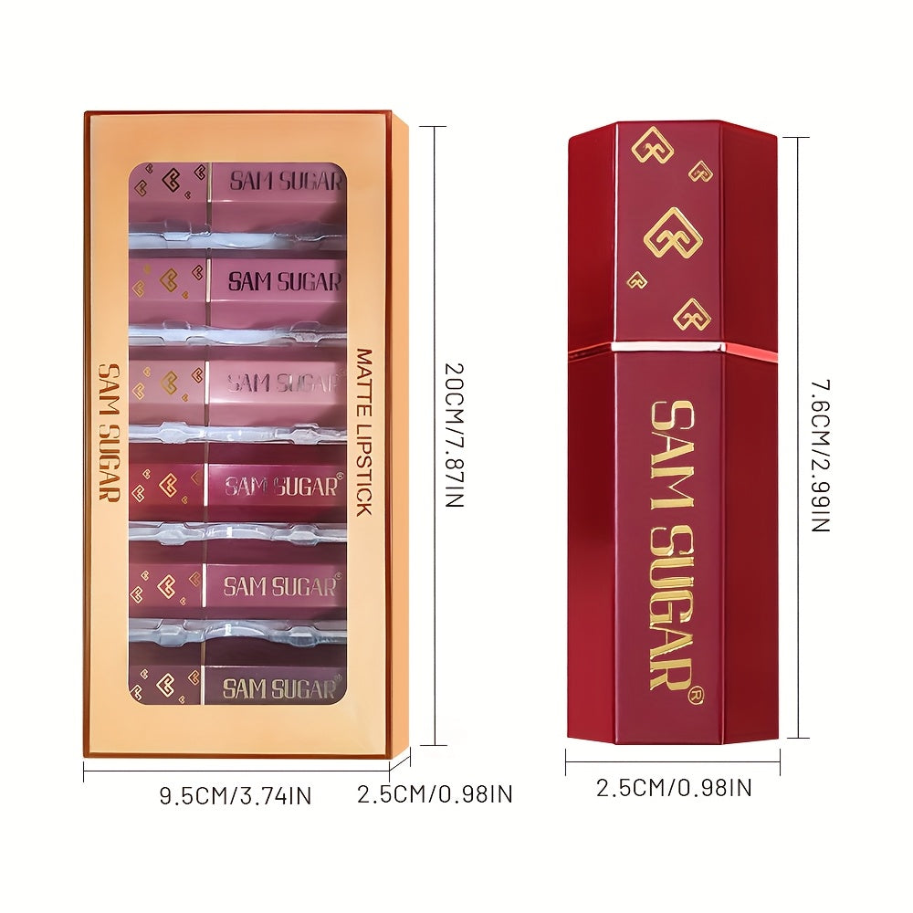NEW 6Ps Mermaid Sparkle Velvet Lipstick - Shimmering Pearl Effect, Durable Shine & Glitter in Orange/Pink/Red - Ideal Gift Women Cosmetic Accessories
