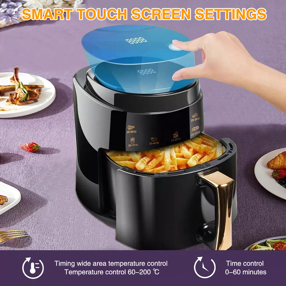 8L Air Fryer Oven,1400W Black Digital Air Fryer, Hot Air Convection Oven with Smart Touch, Timer & Temperature Control, Oil-Less Cooking, perfect for Home Kitchen, Small Restaurants, Apartments Countertop Oven, Fast Cooking F