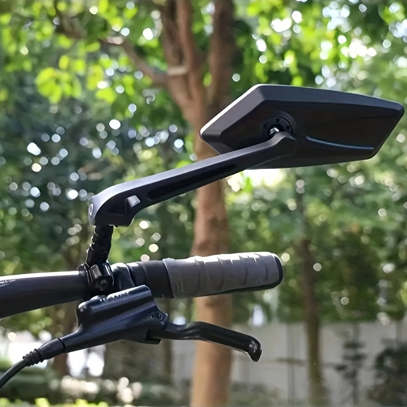 2 PCS Set HD Wide Angle Bicycle Rearview Mirrors - 360° Adjustable, Suitable for Scooters & Bikes Reflective Mirror - Durable ABS, Black Rectangular Handlebar Mirror with Clear Vision Reflection